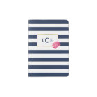 Navy Stripe & Pink Peony Monogram Passport Case