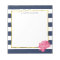Navy Stripe & Pink Peony Personalized Notepad