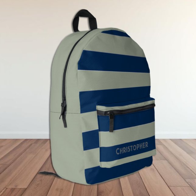 Navy Stripe Printed Backpack (Creator Uploaded)