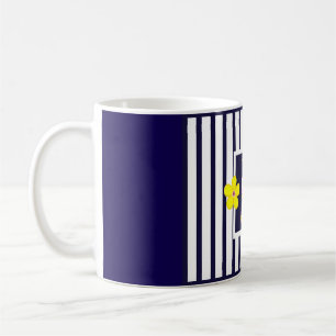 Navy Striped Bright Yellow Flowers Coffee Mug