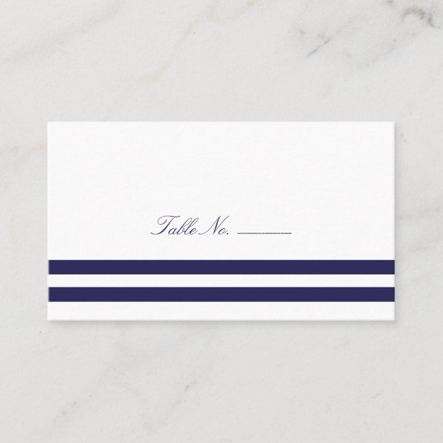 Navy Striped Guest Table Escort Cards (Front)