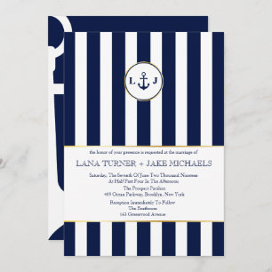 Navy Striped, Nautical Wedding Invitations