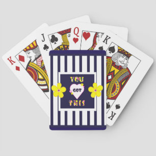 Navy Striped Notebook Bright Yellow Art Flower Playing Cards