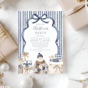 Navy Striped Santa Christmas Invitation