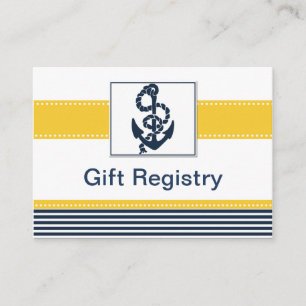 navy stripes,anchor, nautical  Gift registry Enclosure Card