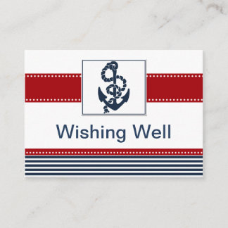 navy stripes, anchor, nautical wishing well card