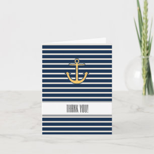 Navy Stripes Anchor Thank You Card