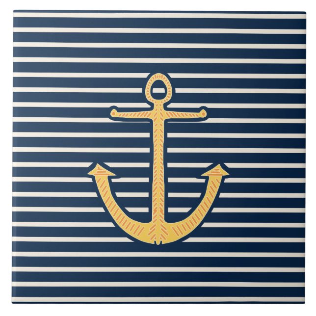 Navy Stripes Anchor Tile (Front)