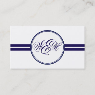 Navy Stripes Frame Monogram Business Card