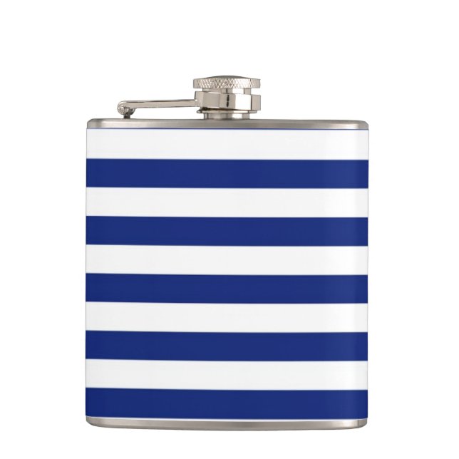 Navy Stripes Hip Flask (Front)