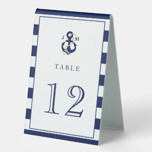 Navy Stripes Nautical Anchor Monogram Wedding