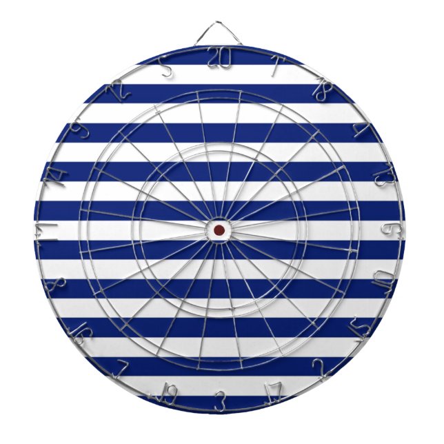 Navy Stripes Nautical Decor Dartboard (Front)