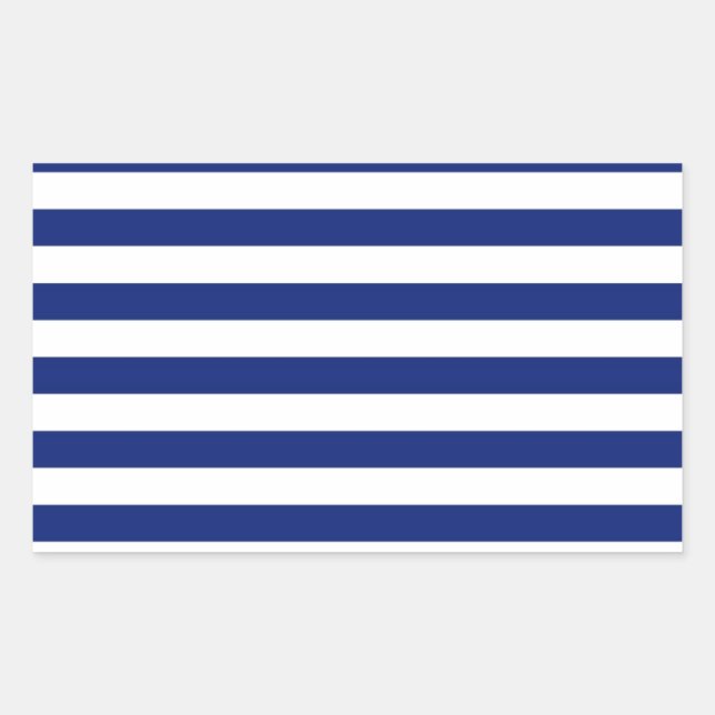 Navy Stripes Nautical Decor Rectangular Sticker (Front)