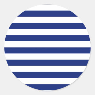 Navy Stripes Nautical Pattern Classic Round Sticker