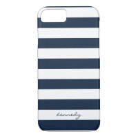 Navy Stripes Pattern Personalised iPhone 7 case