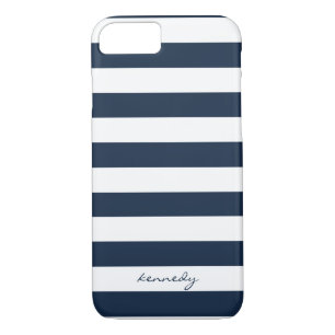 Navy Stripes Pattern Personalized iPhone 7 case