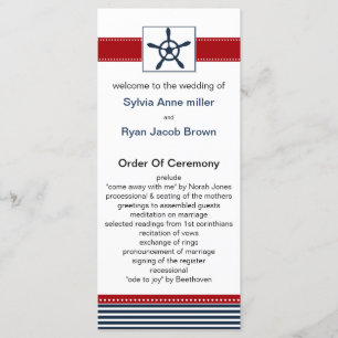 navy stripes, rudder, nautical wedding programs