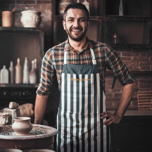 Navy Stripes | The Modern Gentleman's Monogram Apron (Creator Uploaded)