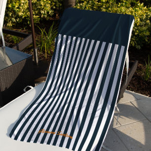 Navy Stripes   The Modern Gentleman's Monogram Beach Towel
