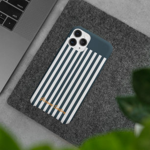 Navy Stripes   The Modern Gentleman's Monogram iPhone 15 Pro Max Case