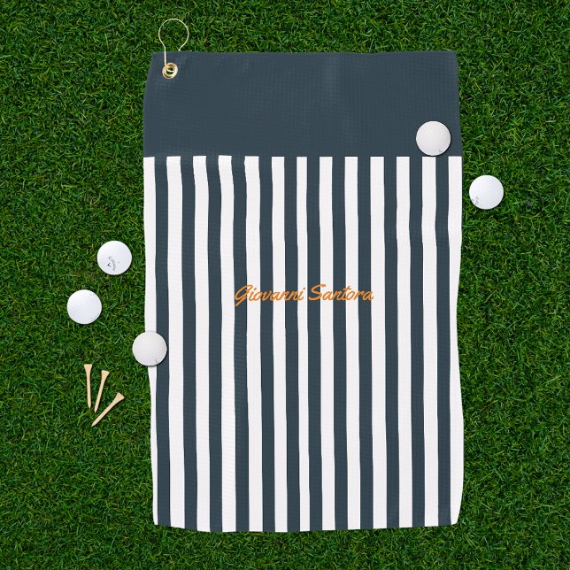 Navy Stripes | The Modern Gentleman's Monogram Golf Towel (Creator Uploaded)