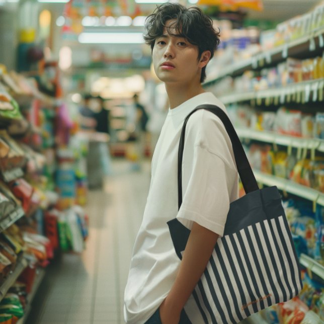 Navy Stripes | The Modern Gentleman's Monogram Tote Bag (Creator Uploaded)