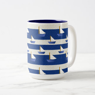 navy stripes Two-Tone coffee mug