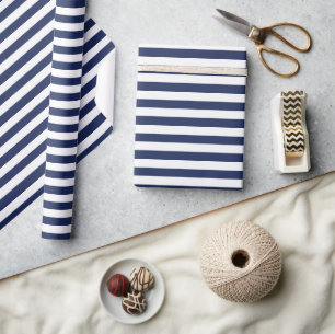 Navy Stripes Wrapping Paper