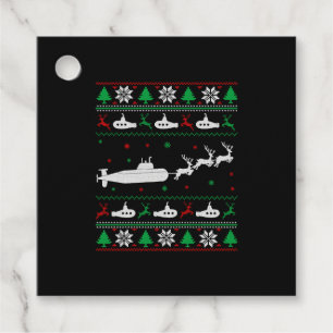 Navy Submarine Submariner Ugly Christmas Sweater Favour Tags