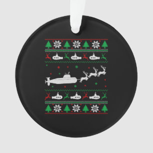 Navy Submarine Submariner Ugly Christmas Sweater Ornament