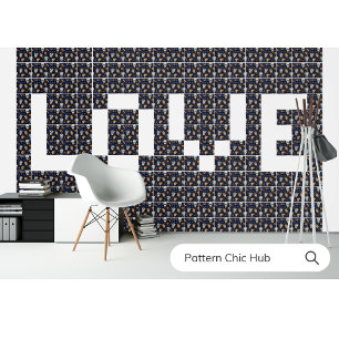 Navy Sugar Skull Floral Seamless Pattern Ceramic Tile