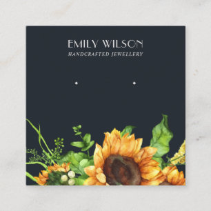 NAVY SUNFLOWER AUTUMN STUD EARRING DISPLAY CARD