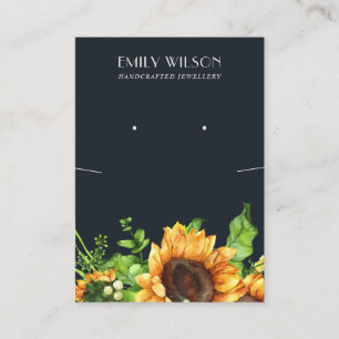 NAVY SUNFLOWER FALL NECKLACE EARRING DISPLAY CARD