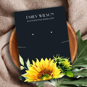 NAVY SUNFLOWER FALL NECKLACE EARRING DISPLAY CARD