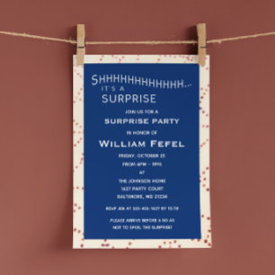 Navy Surprise Birthday Custom Age Invitation