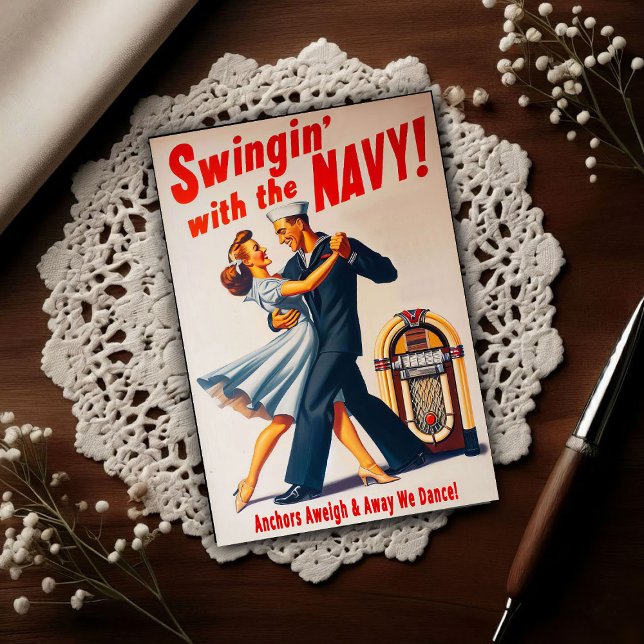 Navy Swing Dance Night Delight Postcard (Creator Uploaded)