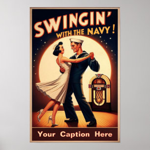 Navy Swing Dance Night Delight Poster