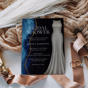 Navy Swirl Elegant Bridal Shower Invitation