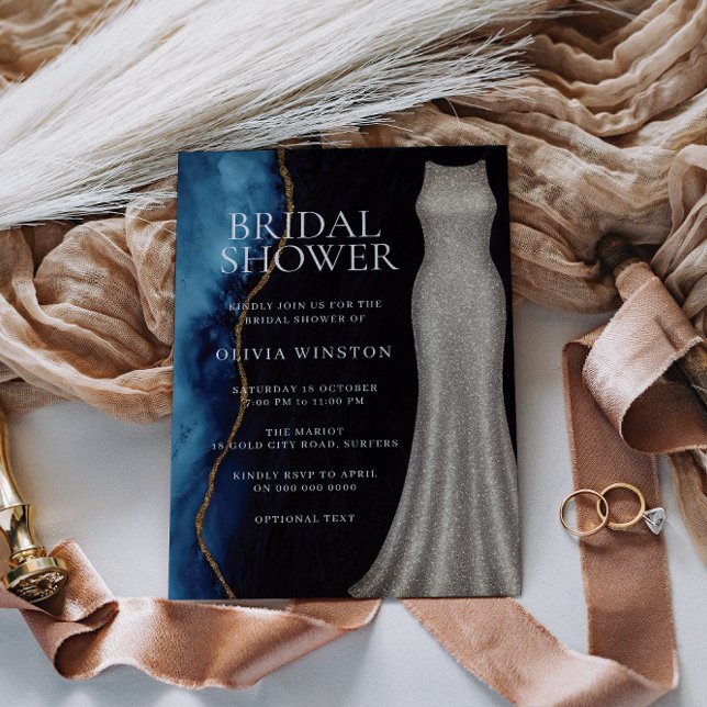 Navy Swirl Elegant Bridal Shower Invitation (Creator Uploaded)
