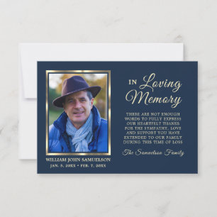 NAVY Sympathy Funeral Memory THANK YOU Photo Card