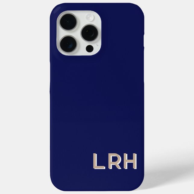 Navy Tan Minimalist Monogram iPhone Case (Back)