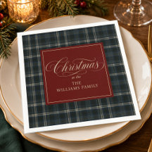 Navy Tartan Plaid Forest Green Christmas Family