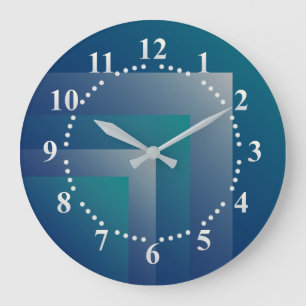 Navy teal grey large clock
