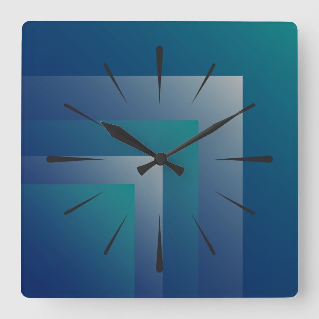 Navy teal grey square wall clock (Front)