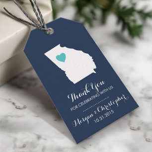 Navy Teal Wedding Thank You Georgia Gift Tags
