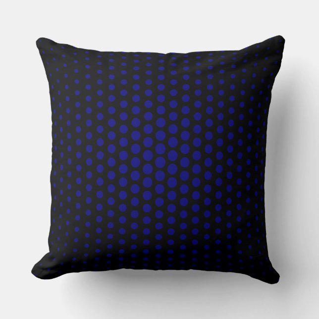 Navy Techno Dots Modern Black Cushion (Front)