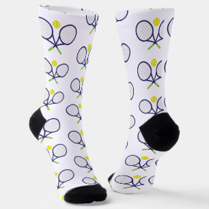 Navy Tennis Racquets Pattern Socks