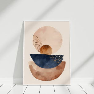 Navy Terracotta Abstract Minimalist Wall Art Print
