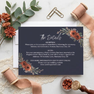 Navy Terracotta Floral Details Enclosure Card
