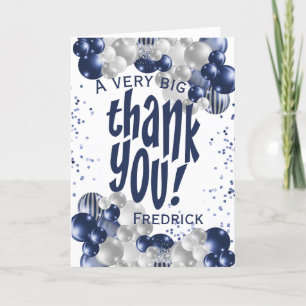 Navy Thank You Appreciation Balloons Card